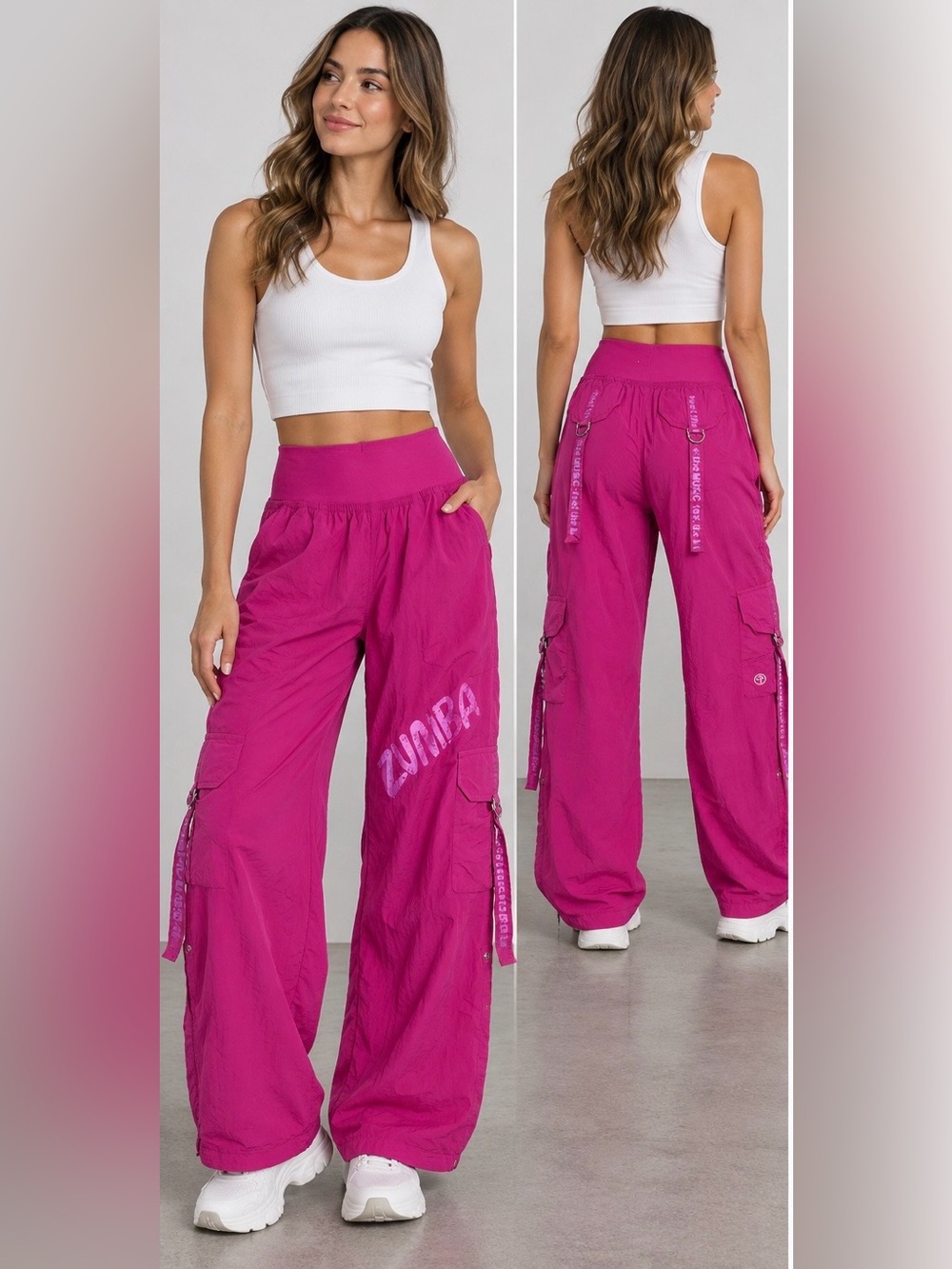 Zumba Feel the music convertible Cargo dance Pants pink size XS